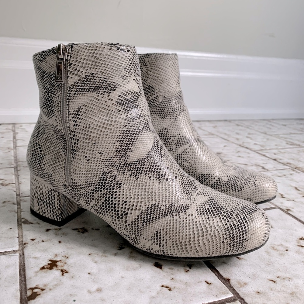 Fake alligator heeled boots